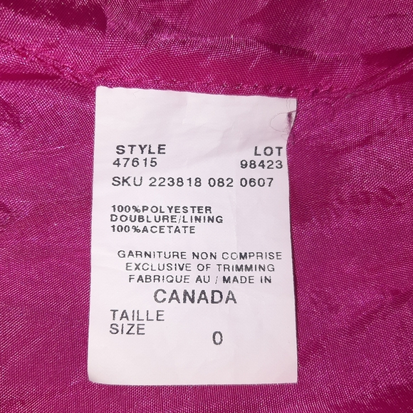 New Le CHATEAU Fusha Pink Ruffle Skirt Sz Zero (0) Made In Canada Zipper Closure - Picture 5 of 6